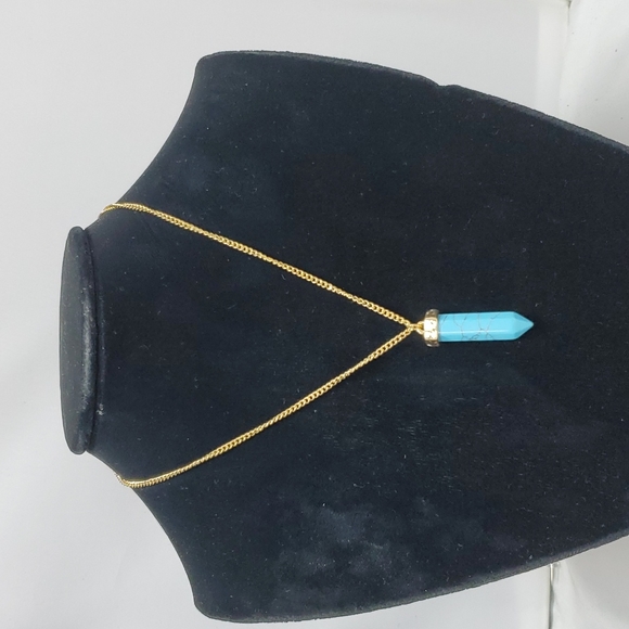 Turquoise stone gold chain necklace - Picture 2 of 3